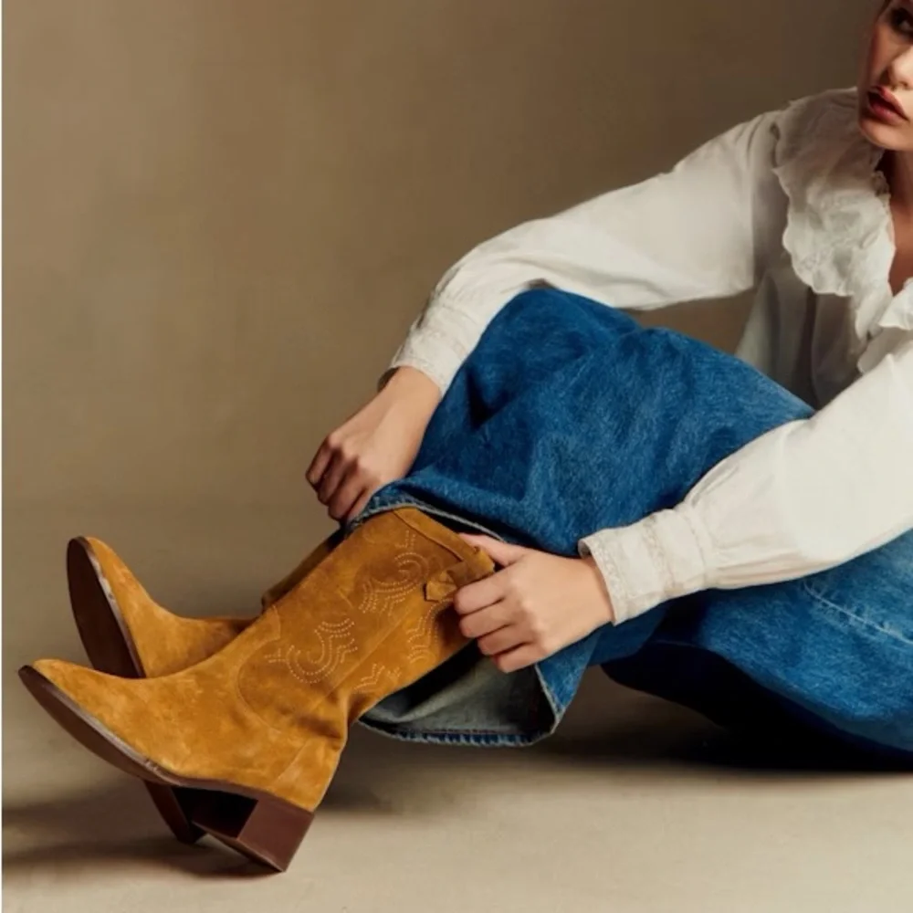 Sezane Ivana Boots in Tan Size 7 - Picture 2 of 5